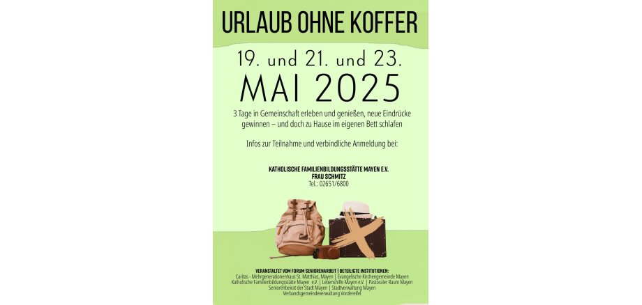 Plakat Urlaub ohne Koffer